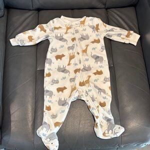 Child of Mine Cream Animal Print Footie